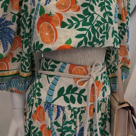 Tropical Print Linen Blend Maxi Skirt with Rope Belt - Picture 14 of 15